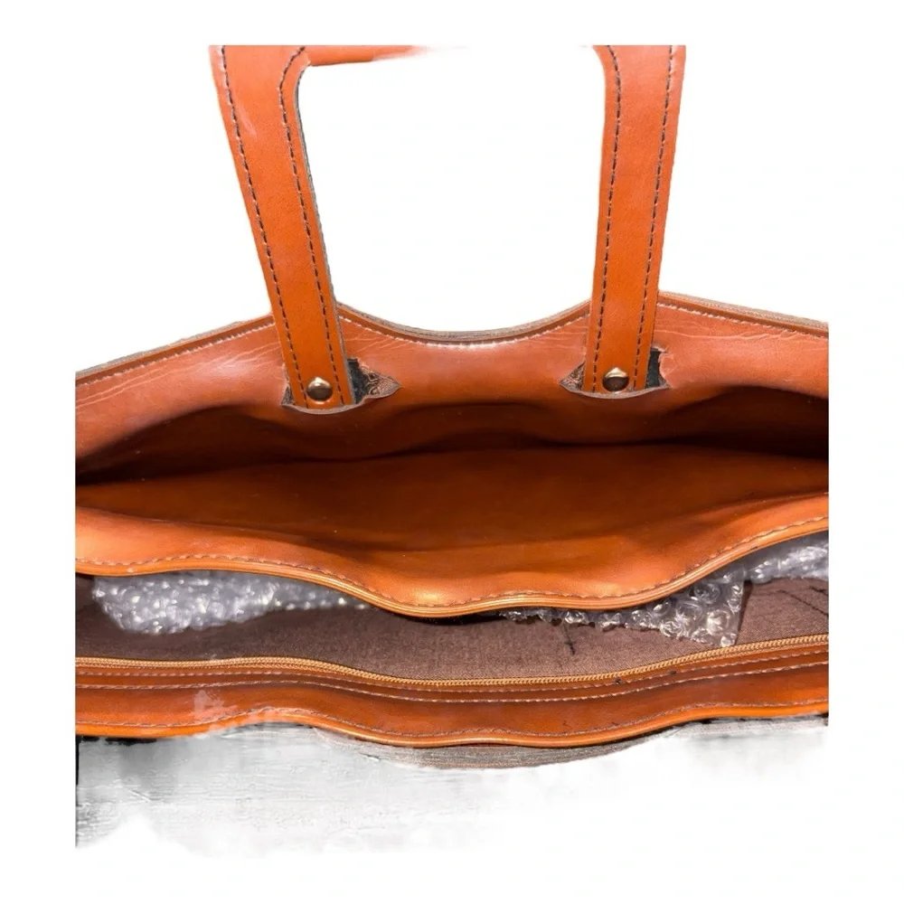 Oleg Cassini Vintage Brown Leather Attaché Briefcase Messenger Bag BP4